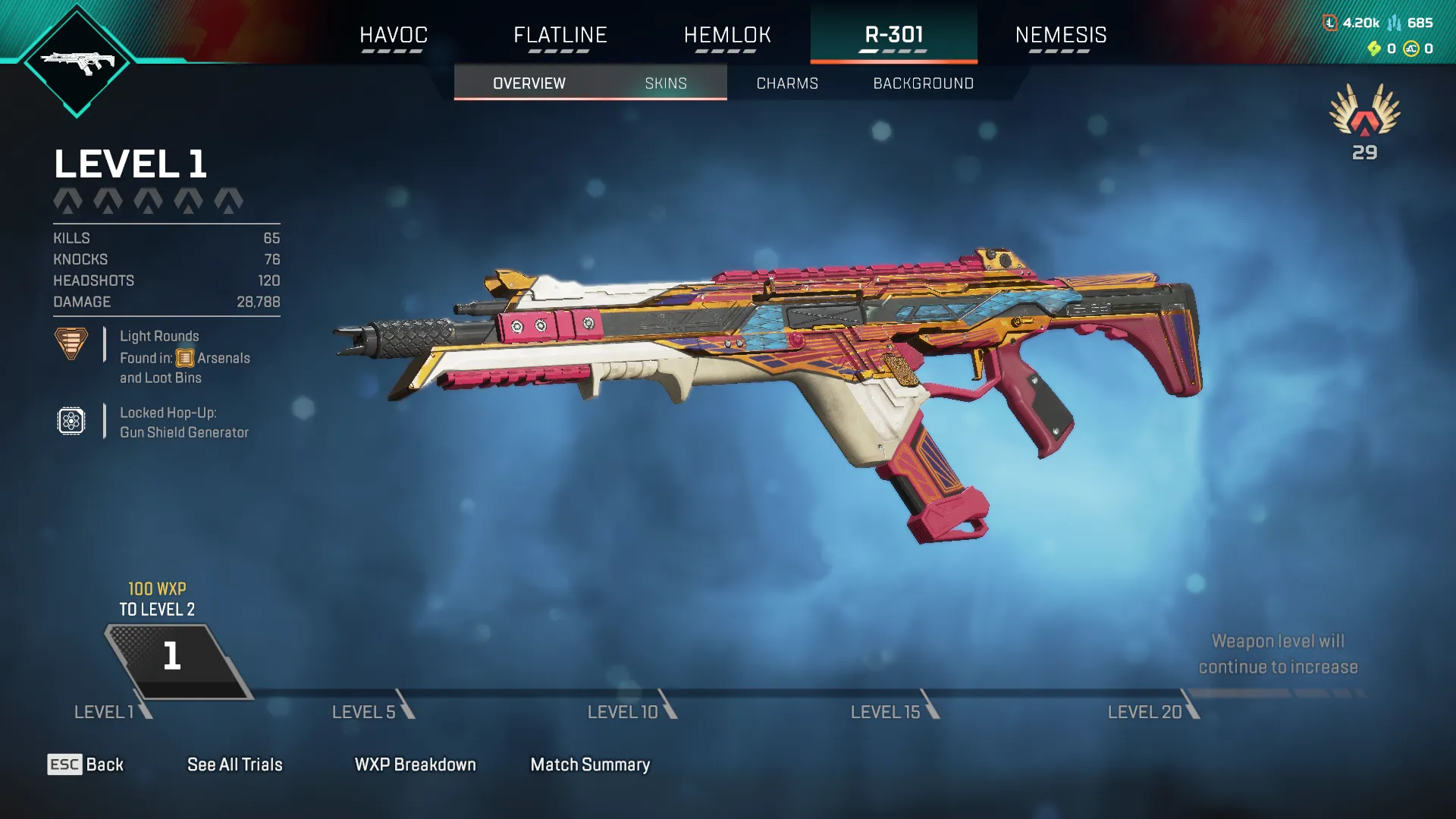 AP589 //Shadow on the Sun & Gold Rush Legendary Skins, Level 155, Ranked Ready (K)