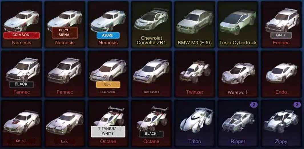 RL973 //3 Fennec, Nemesis Set, Corvette ZR1, BMW M3, Tesla Cybertruck, Tsunami Beam, Magic Rocket, Tachyon (K)