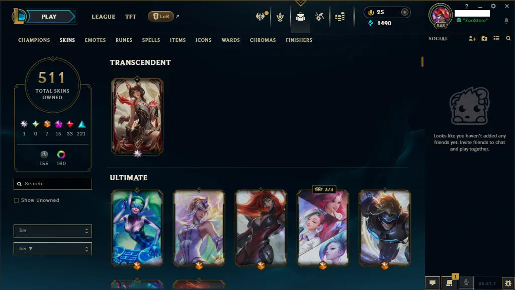 🏆EUW [SE15] Unranked 🚀  level 548 🔥Full Champ 🔥 511+ Skins (103 loot)🔥Mythic Essence 1580 🔥Full Recovery Info