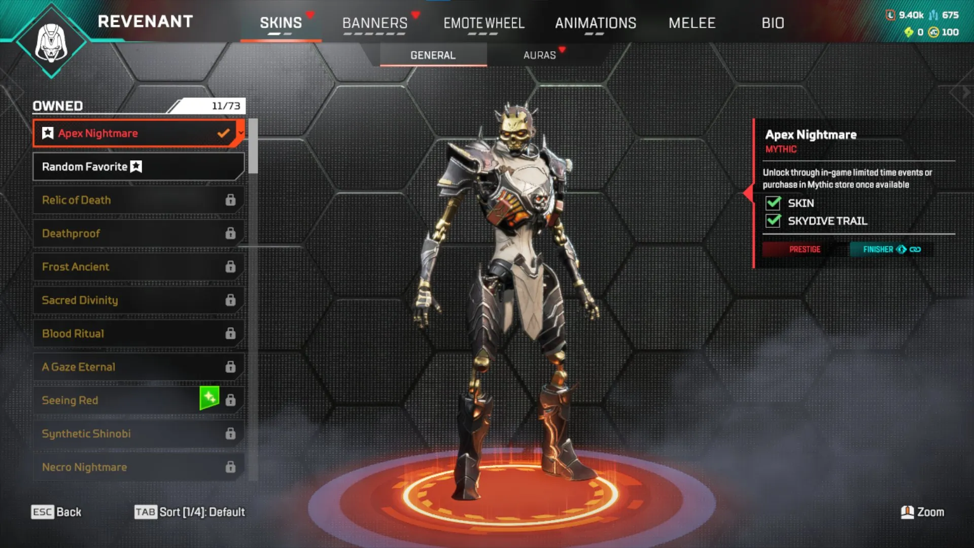 AP480 //FUZ Relic, Revenant Apex Nightmare, Razor's Edge Mythic, 52 Legendary Skins (K)