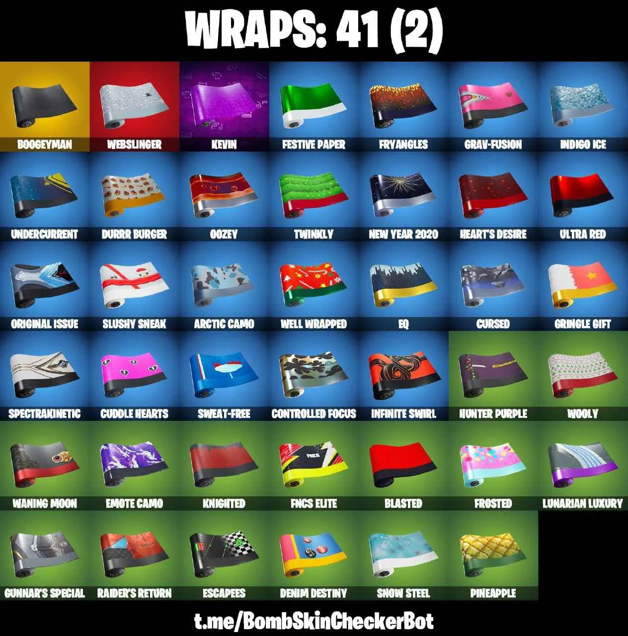 ❤️66 SKINS❤️BLUE SQUIRE❤️FISHSTICK(MAX)❤️HAVOC❤️SUB COMMANDER❤️SKULL TROOPER❤️WHIPLASH❤️ORANGE JUSTICE❤️RAMBUNCTIOUS❤️ZOEY❤️AURA❤️BULLSEYE❤️DRIFT(STAGE 5)❤️LYNX(STAGE 4)❤️ASTROWORLD CYCLONE❤️RUST BUCKET❤️REAPER❤️ICE BREAKER❤️PEPPERMINT PICK❤️TAKE THE ELF❤️