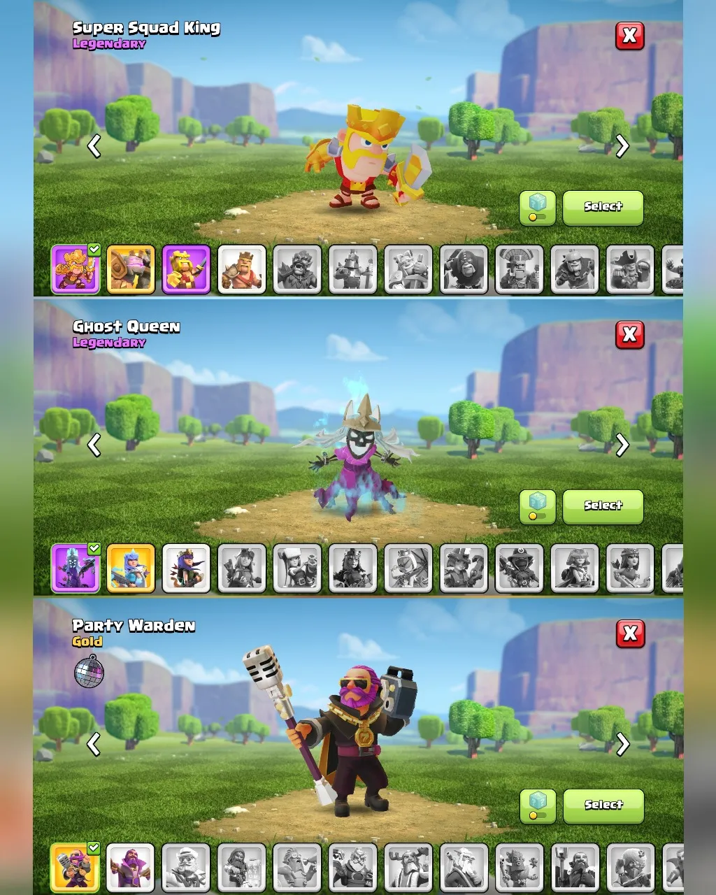 C025 TH12 PIXEL SCENERY - XP133 - 206 GEMS - CN 500 GEMS - BK50 SKIN3 - AQ52 SKIN 2 GHOST FA13 - GW27 SKIN PARTY WARDEN - BM9