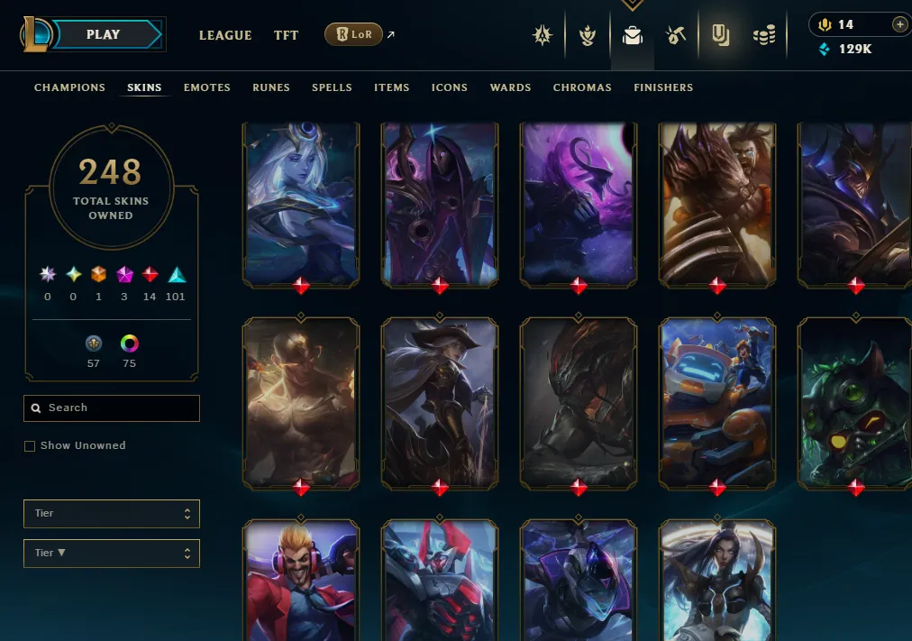 👑(EUW) PLATINUM II (LAST SEASON) 🚀248 SKIN