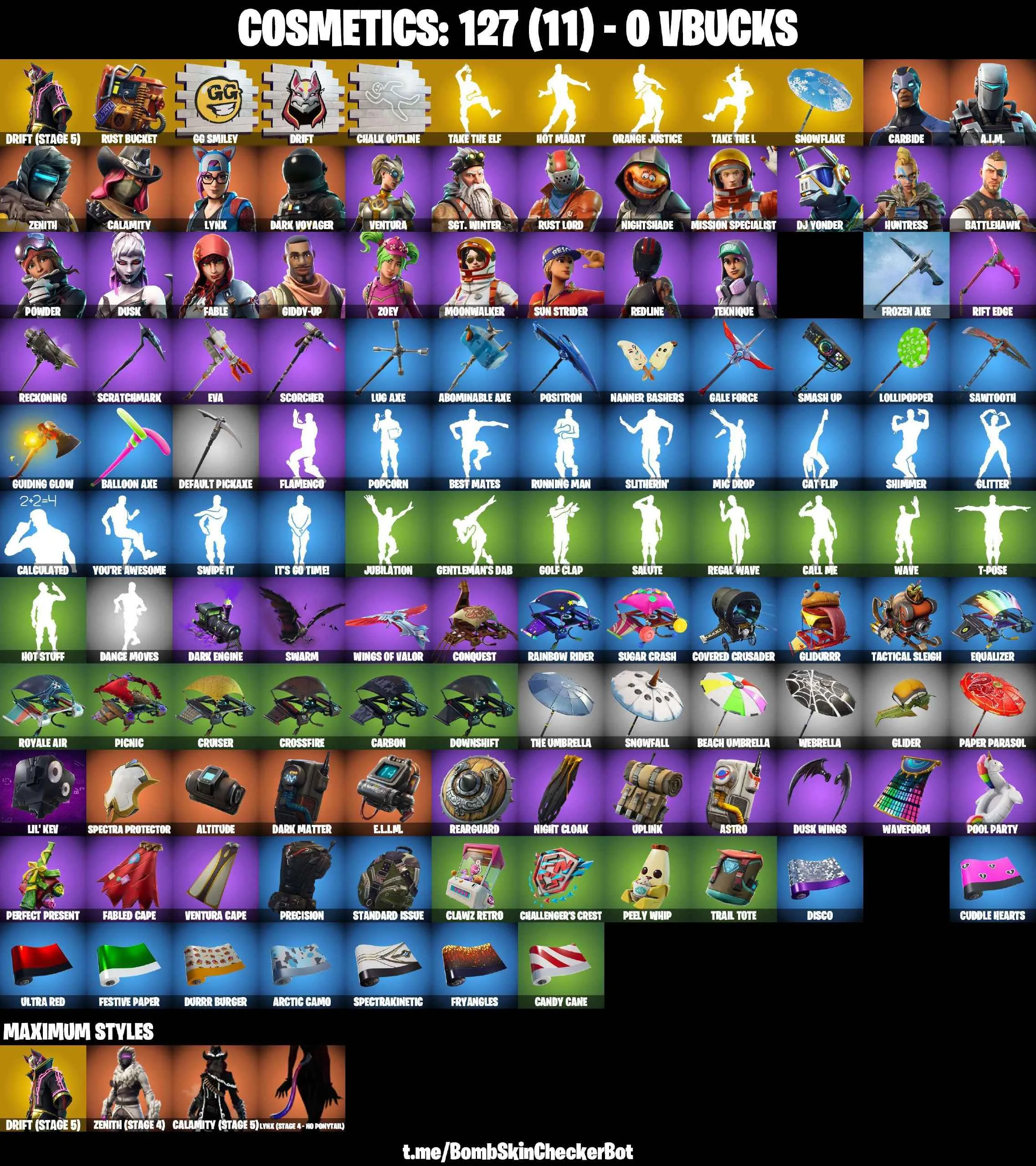 ❤️25 SKINS❤️TAKE THE L❤️ORANGE JUSTICE❤️ZOEY❤️DRIFT(STAGE 5)❤️LYNX(STAGE 4)❤️CALAMITY(STAGE 5)❤️ZENITH(STAGE 4)❤️REDLINE❤️SUN STRIDER❤️RUST BUCKET❤️SNOWFLAKE❤️CAN PLAY ON PSN❤️XBOX❤️PC❤️NINTENDO❤️MOBILE❤️0 VBUCKS❤️FULL EMAIL ACCESS❤️