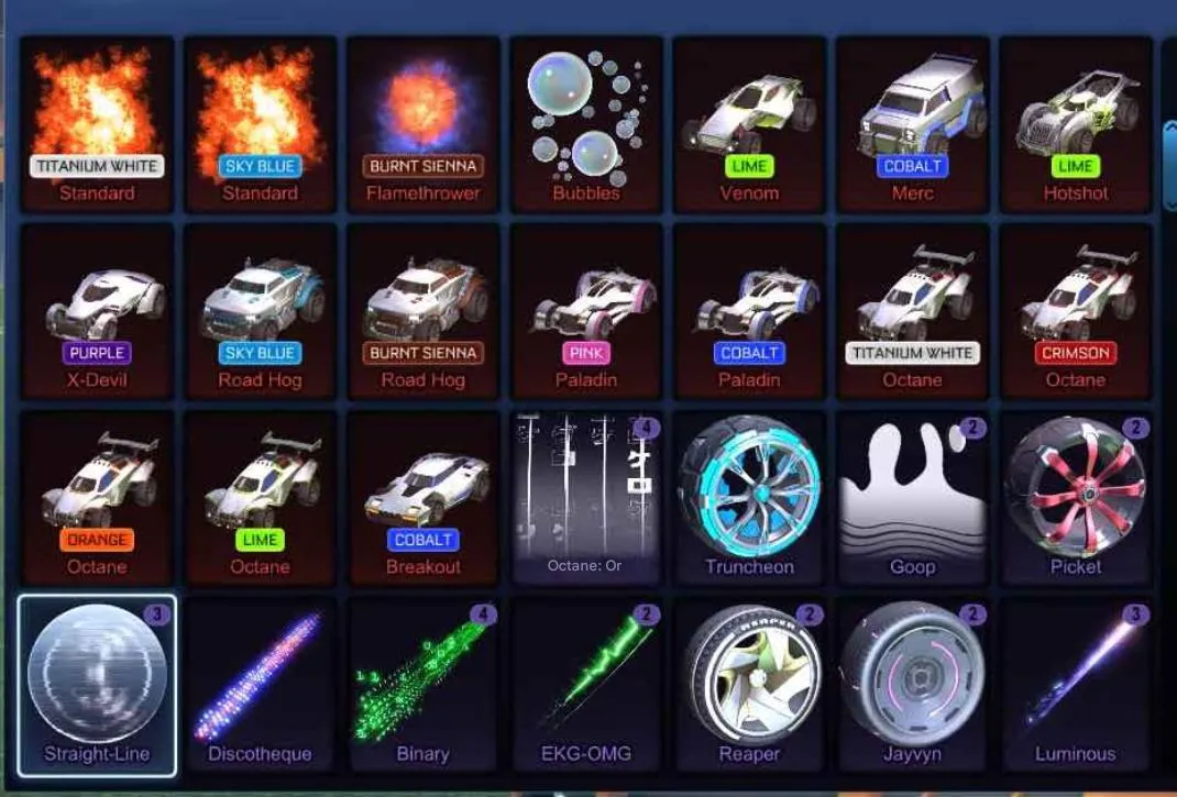 STOCK822 //Titanium White Octane Fennec 30+ Cars TW Standard Boost Black Market Goal Explosions (K)