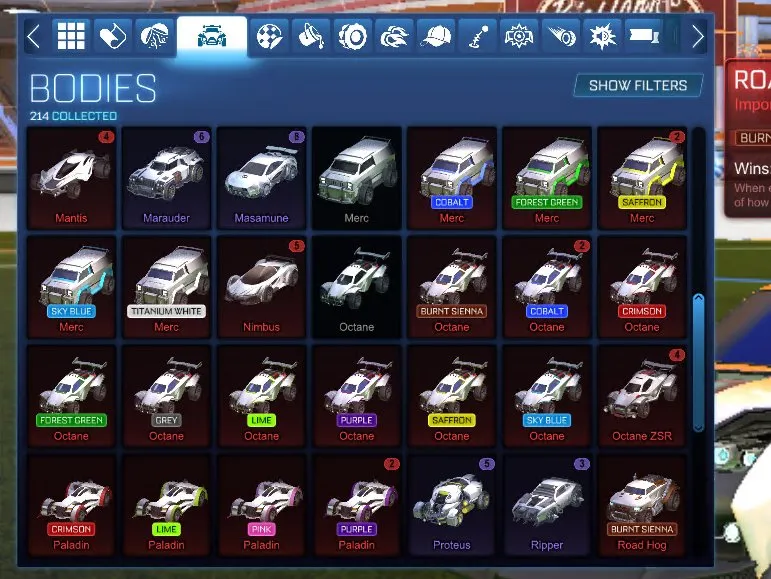 STOCK697 //Fennec, 70+ Painted Cars, 200 Exotic Drops, TW Standard Boost, Many Black Market Decals and Goal Explosions (K)
