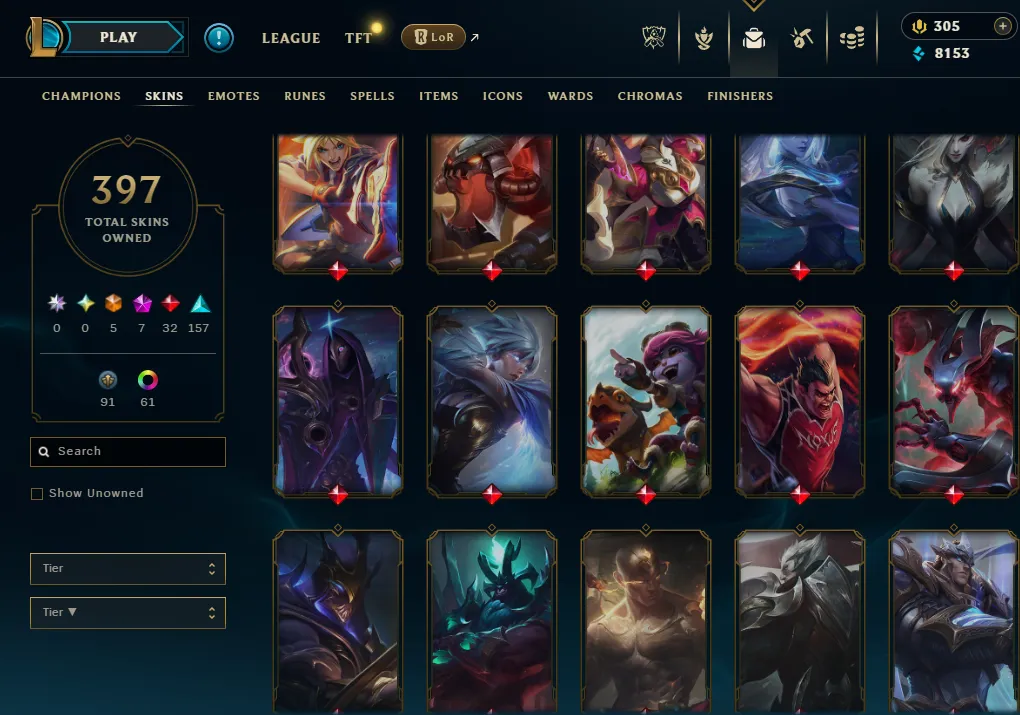 👑(EUW) PLATINUM III (100% WR, HIGH ELO) 🚀397 SKIN