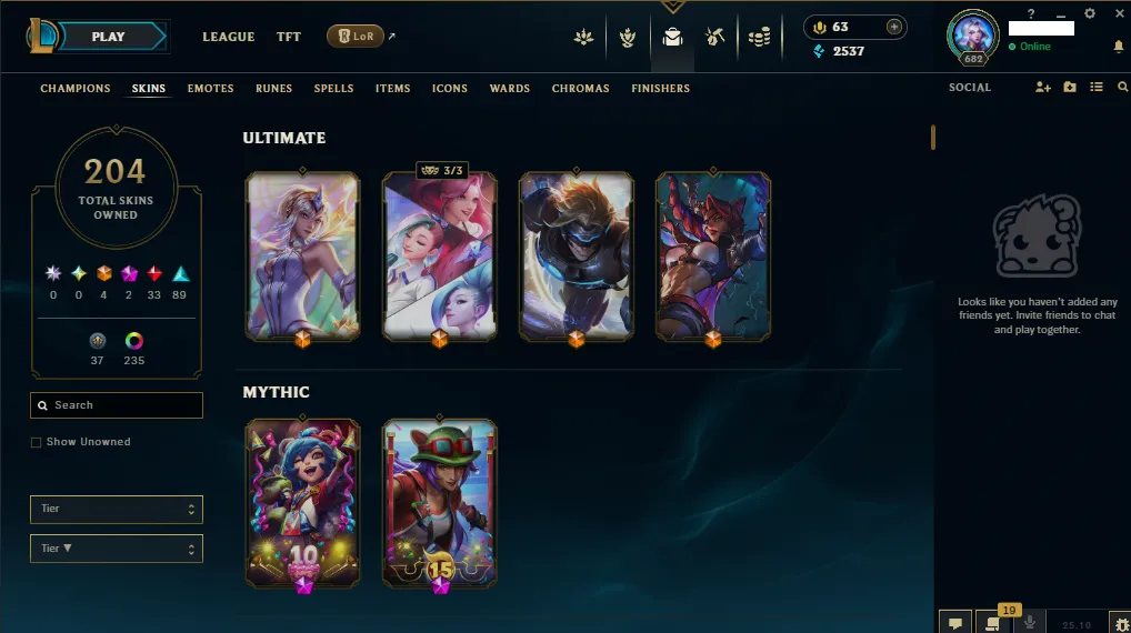 🏆 EUNE New Season⌛ Gold 1 🚀  level 682⌛Full Champ 💯204 SKIN  ❤️ Recovery Info ✅ 