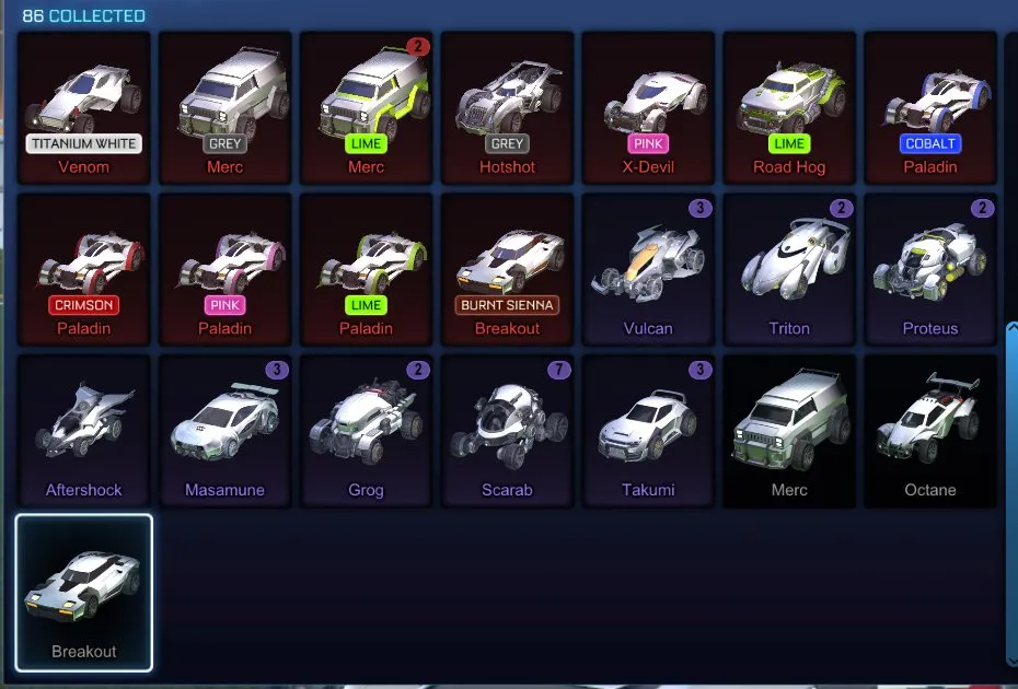 STOCK654 //ACCOUNT with Fennec, Endo, Anodized Pearl, 40+ Black Markets, Titanium White Venom, Painted Cars and Wheels (K)