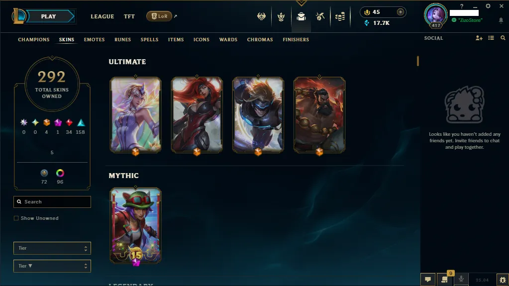🏆 Eune New Season⌛ Silver 4 🚀 Hand Made  💯  level 417 ⌛ 167 Champ 💯 292 SKIN  ❤️ Recovery Info ✅ 17 K+ Blue Essence🔥 1k+ Orange essence🔥45RP 🔥