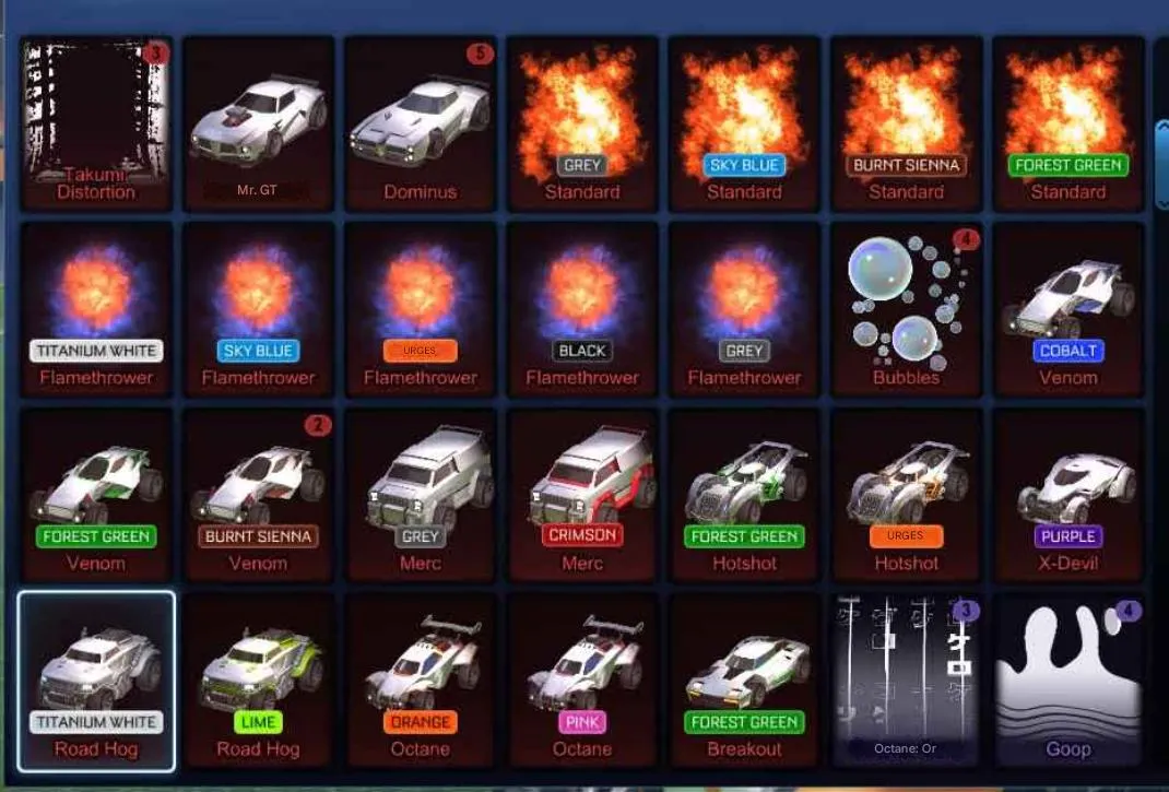 STOCK812 //Fennec, Titanium White Road Hog, Black Market Goal Explosions, 250+ Exotic/Import Items (K)