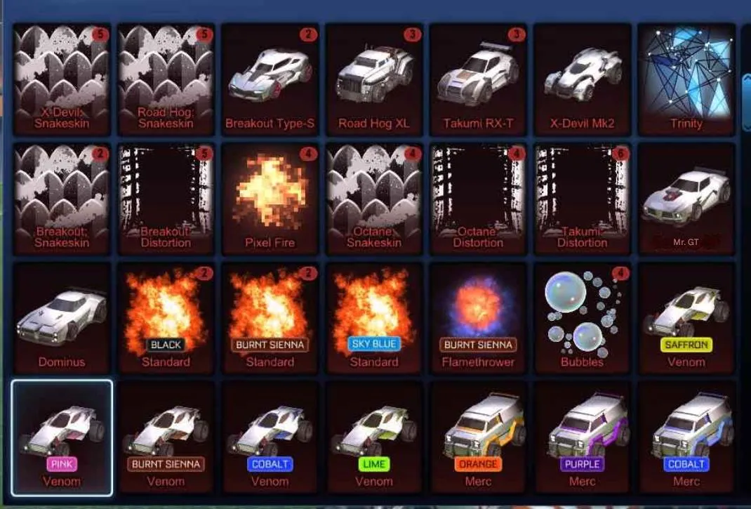 STOCK826 //Fennec, Dominus, 400+ Black Markets / Exotics / Imports, Multiple Painted Venom & Merc, Top Goal Explosions (K)