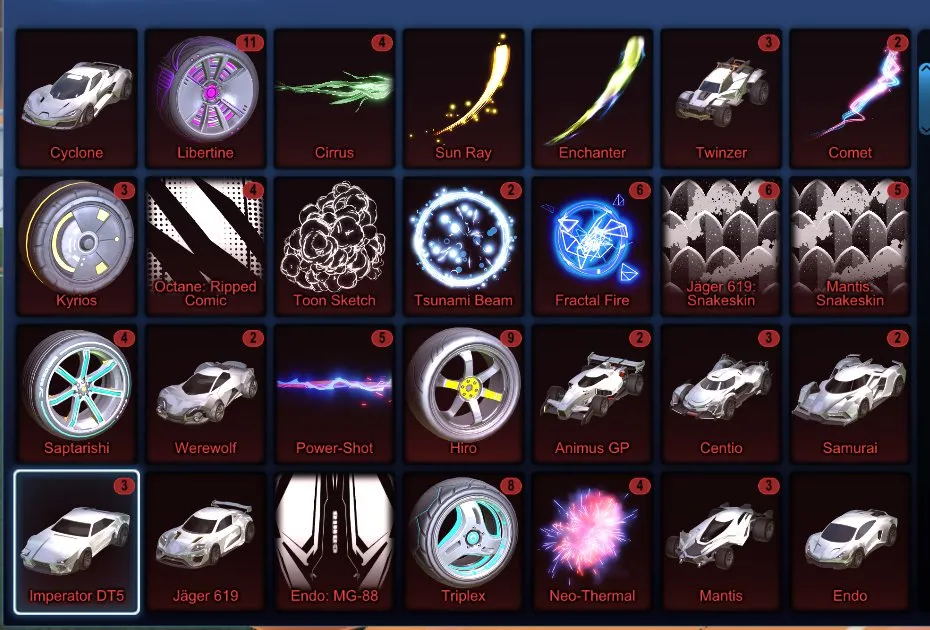 STOCK635 //Title: Fennec, Dissolver, Toon, Storm Watch, Juiced, Poly Pop, Party Time, Sub-Zero, 79 Cars, 130 Exotic Drops (K)
