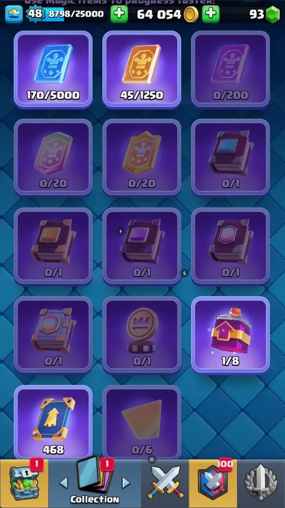 CR610 DL2 KT14 lvl 48 MAX 2 14 lvl 3 EVO 9 9124 trophies emo 62 towers 6 93 gems 64k gold