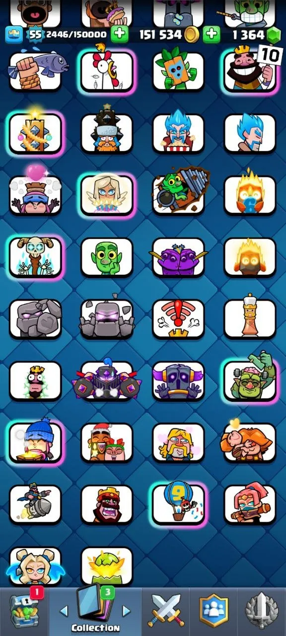 CR522 Maxed Arena 25 Account 10.7k Trophies, 9 Level 15 Elites, 17 Level 14, 10 Evolutions, 70 Emotes, 8 Tower Skins, 53 Banners, 1.3k Gems, 151k Gold 