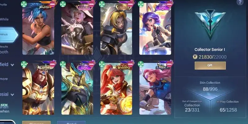 ML552 Hero 58 | 88 Skins | 1 Collector | 1 Limited | 1 Collaboration | 16 Epic | Collector Senior I