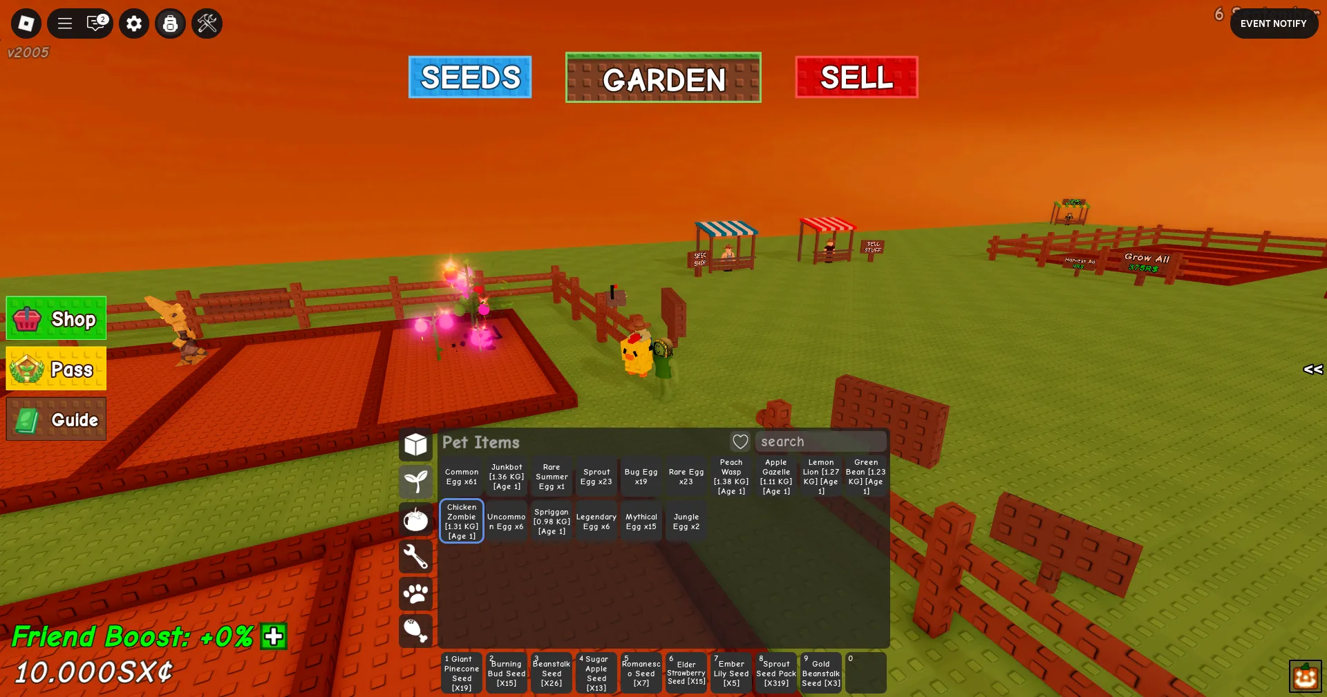 🏆 Grow a Garden ⸱ Roblox Account🌱Rare Seeds🌱+100 Pyrismatic Seeds💎+319 Sprout Seed Pack 🍀 Gold Beanstalk 🌸+150 Eggs 💎10 Sx Sheckles🚀instant Delivrey
