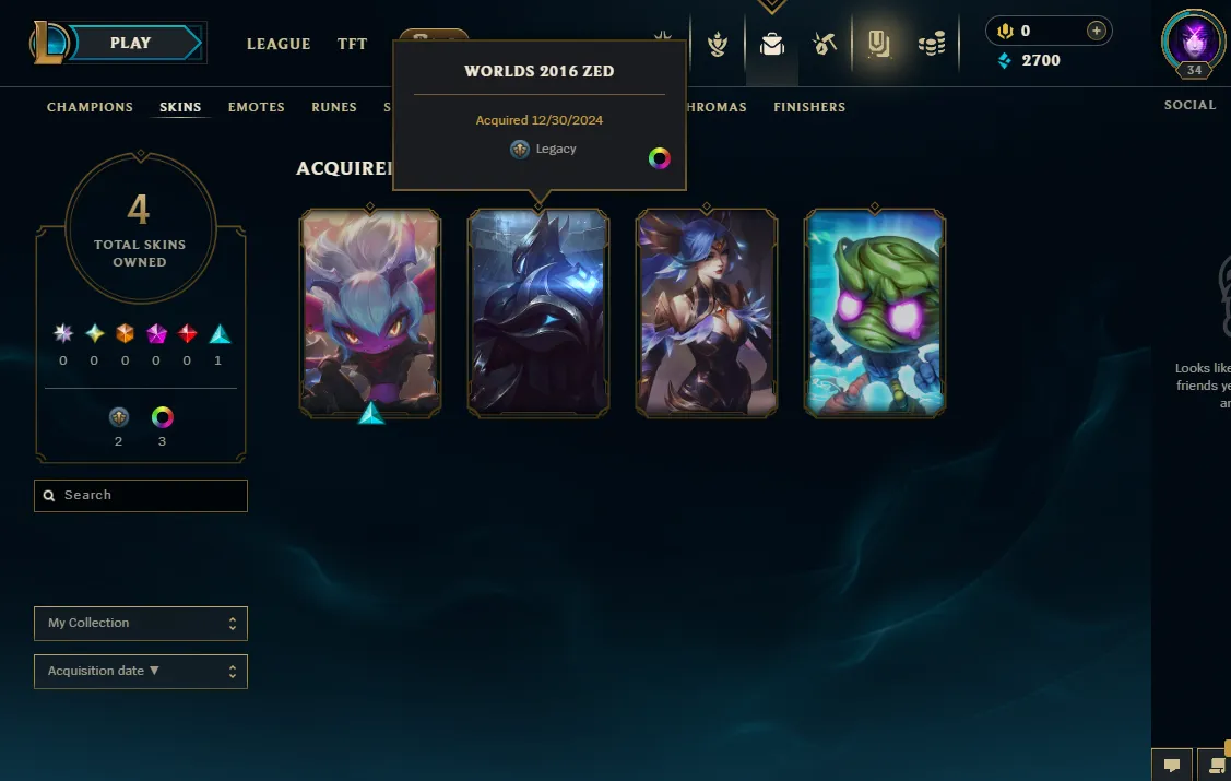 【 EUW 】∙ Gold IV ⚡ 50% Win Rate ⭐ 33 Champions ✨ 4 Skins ✅ Unverified Email 💎 Aged Account  🚚 Instant Delivery
