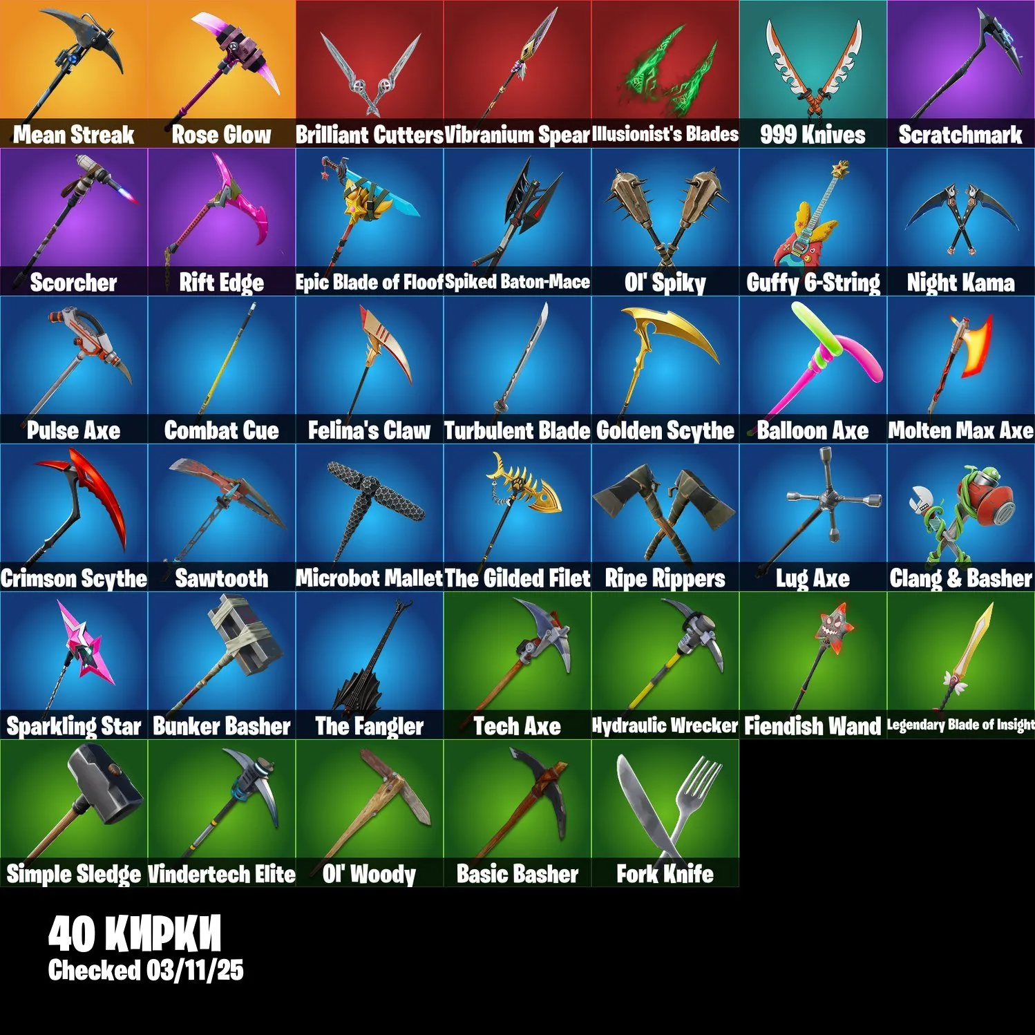 F1166 28 Skins, OG Save the World, Blue Squire, Drift, Pursuit, Rose Team Leader, Warpaint, Exclusive Items 