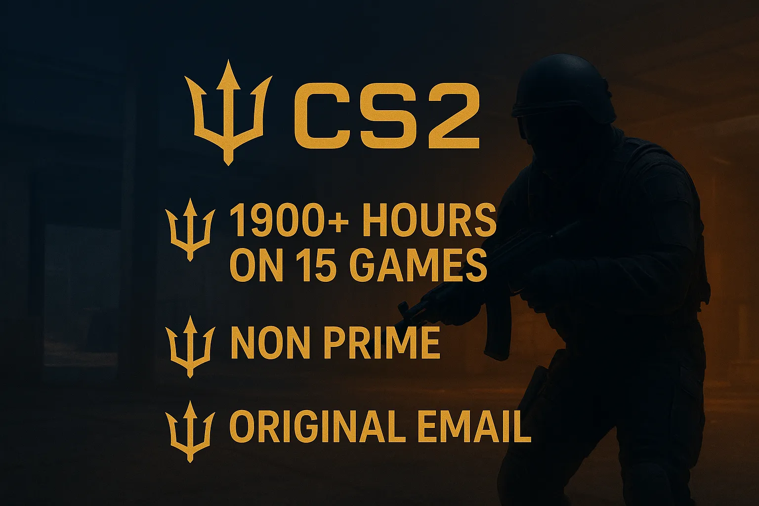 🔱 CS2 🔱 1900+ Hours on 15 Games 🔱 Full Access 🔱 NON PRIME 🔱 Original Email 🔱