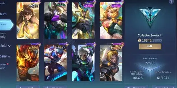 ML540 Discount Edition 52 Heroes 77 Skins 12 Epic Skins Collector Senior II