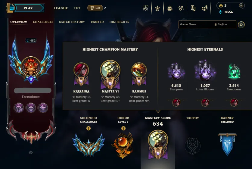 🔥LVL432 Challenger 875LP Handleveled💎172Champs 226Skins 10Mythics 103Chromas✅Lifetime Ownership Guarantee - Never Taken Back