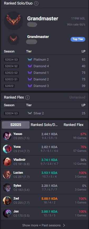 🔥LVL95 Grandmaster 550LP 66%WR Handleveled💎70Champs 22Skins⭐Name Changeable✅Lifetime Ownership Guarantee✔️Recovery information included