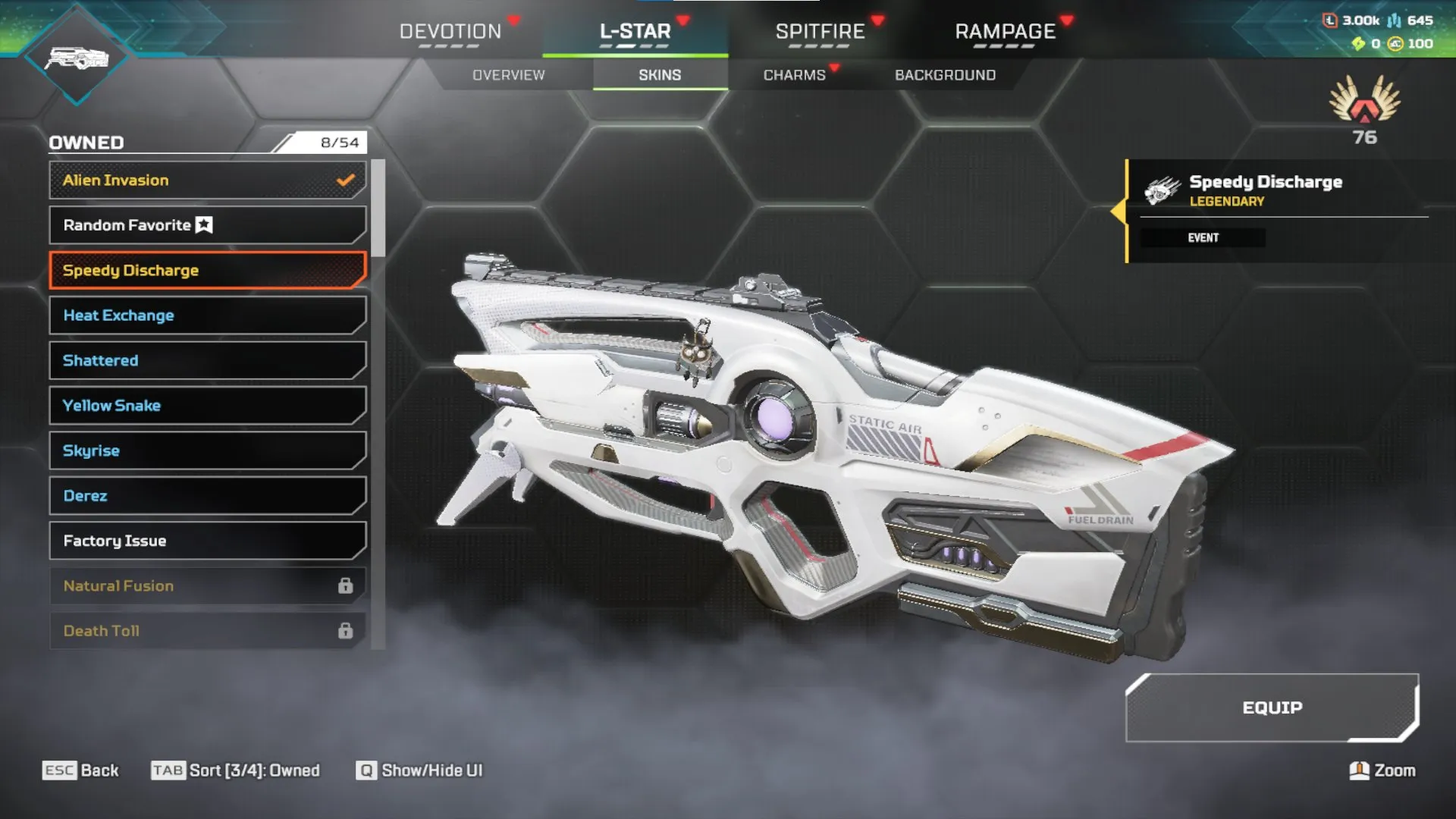 AP644 227 Level, 51 Legendary Items, Skins Like Rule of Law, The Superstar, Speedy Discharge, Pressure Point, Birthright, Hyper Blitz, Golden Guardian, Blood Ritual