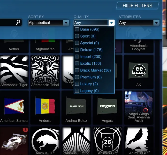 STOCK644 //ACC with Dominus, Scarab, Anodized Pearl, 35+ Black Markets, Painted Octane/Paladin/Breakout, Many Decals (K)