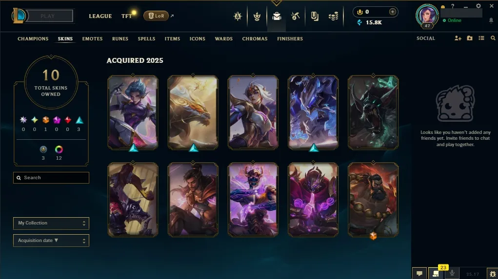 🇪🇺 EUW ✅💎Diamond IV ⸱ 59% wr 👑Champions: 52 🔵15K BE 🤩 Skins:10 ⚡ LV: 47 ♾️ Lifetime Ownership 📧 Full Email Access 👑 High Quality Riot Account #0512