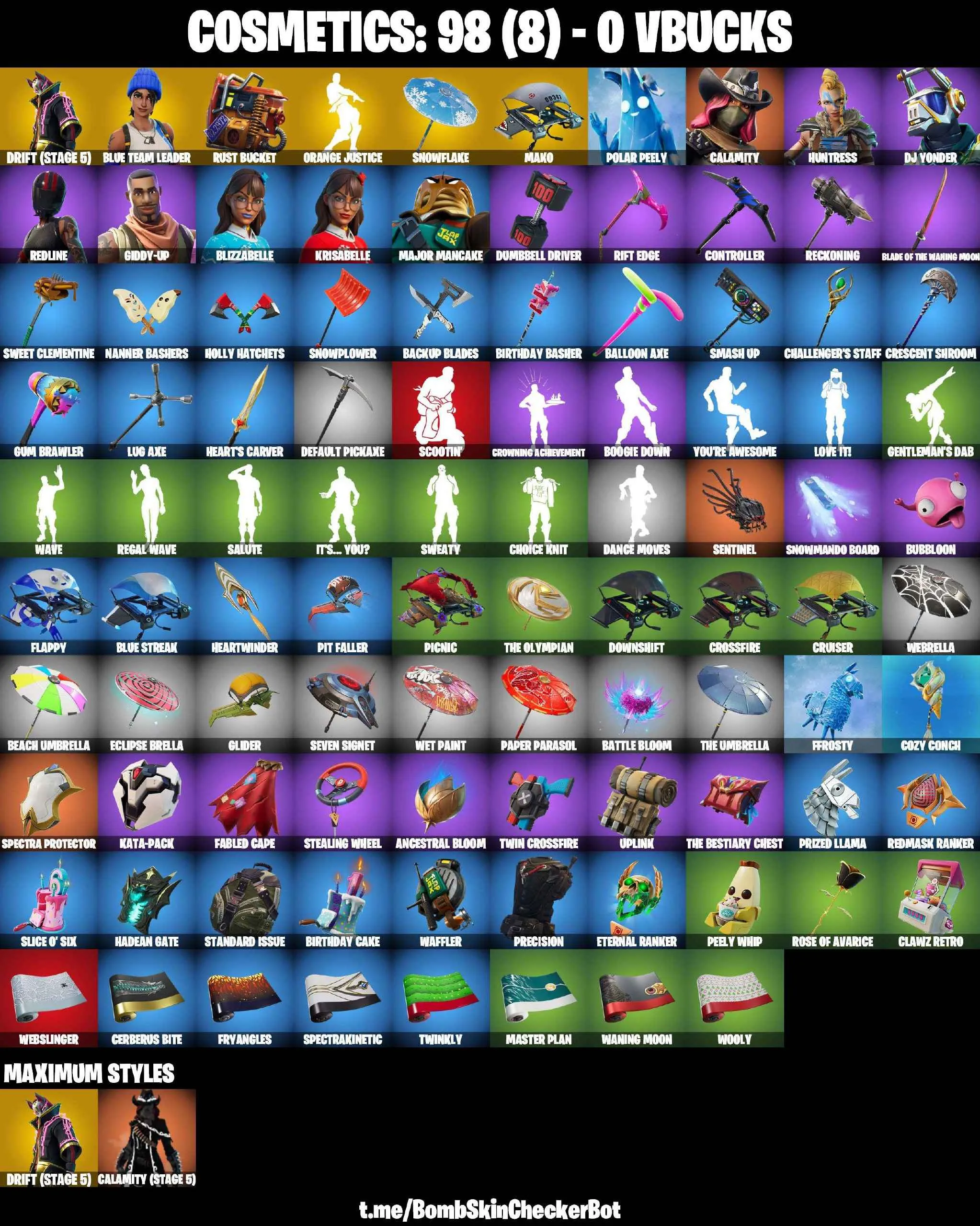 ❤️11 SKINS❤️MAKO❤️BLUE TEAM LEADER❤️DRIFT(STAGE 5)❤️CALAMITY(STAGE 5)❤️POLAR PEELY❤️REDLINE❤️HUNTRESS❤️SNOWFLAKE❤️RUST BUCKET❤️CAN PLAY ON PSN❤️XBOX❤️PC❤️NINTENDO❤️MOBILE❤️0 VBUCKS❤️FULL EMAIL ACCESS❤️