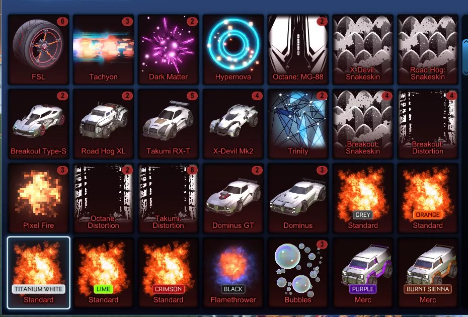 STOCK634 //TW Octane Fennec Titanium White Standard Black Flamethrower 100+ Exotic Drops (K)