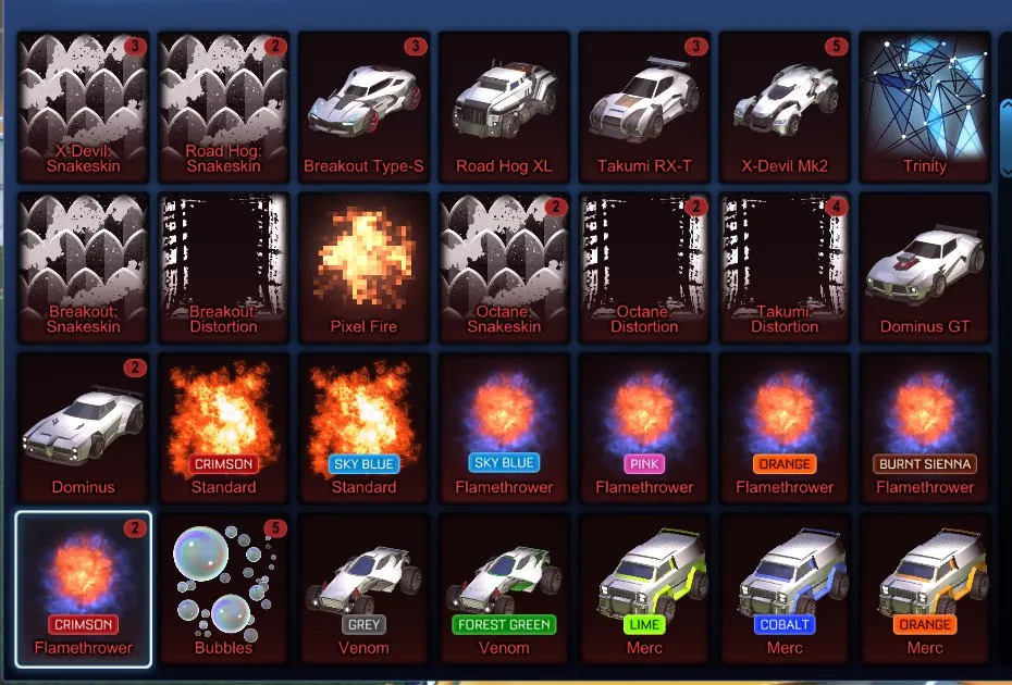 STOCK545 // Fennec Dominus Endo Octane ZSR Werewolf Twinzer 90+ Cars 35+ Black Markets Bubbles Standards (K)