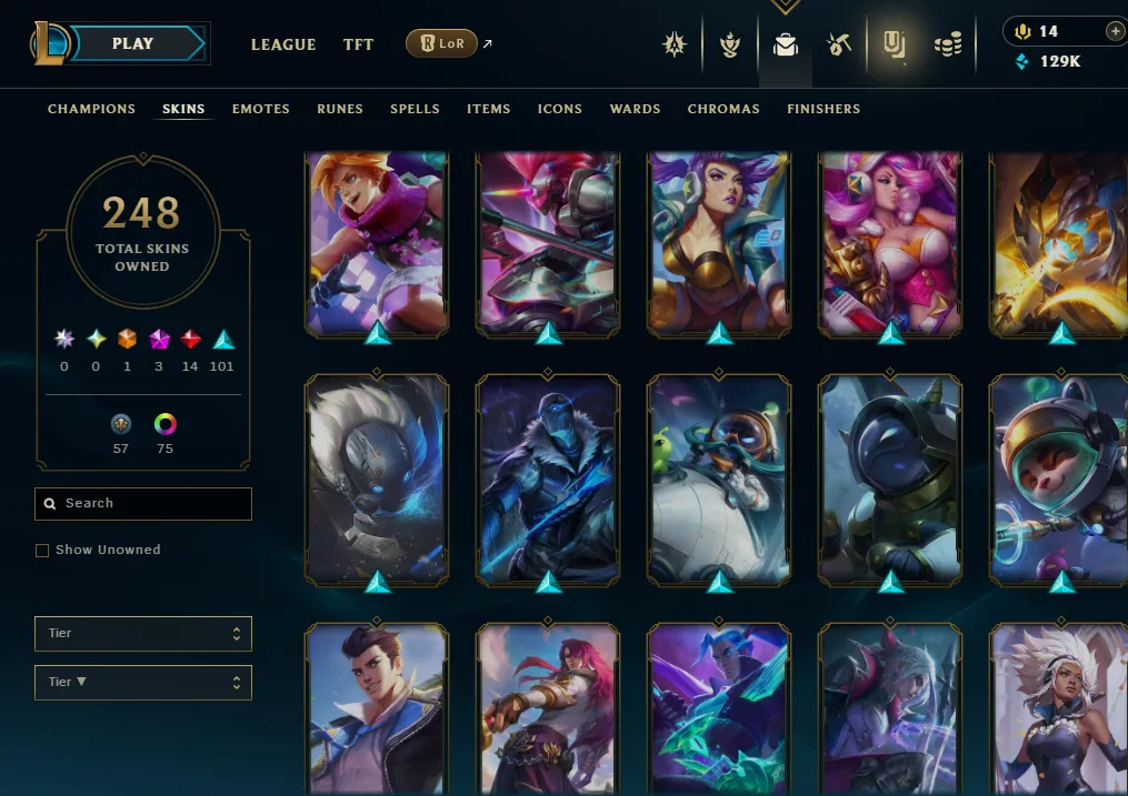 👑(EUW) PLATINUM II (LAST SEASON) 🚀248 SKIN