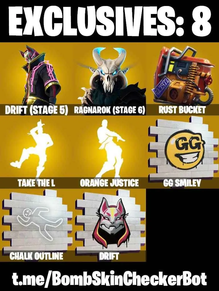 ❤️32 SKINS❤️TAKE THE L❤️ORANGE JUSTICE❤️ZOEY❤️ROOK❤️ONESIE❤️DRIFT(STAGE 5)❤️RAGNAROK(STAGE 6)❤️LYNS(STAGE 4)❤️CALAMITY(STAGE 5)❤️BLACKHERAT(STAGE 8)❤️RUST BUCEKT❤️TAKE THE ELF❤️CAN PLAY ON PSN❤️XBOX❤️PC❤️NINTENDO❤️MOBILE❤️1600 VBUCKS❤️FULL EMAIL ACCESS❤️