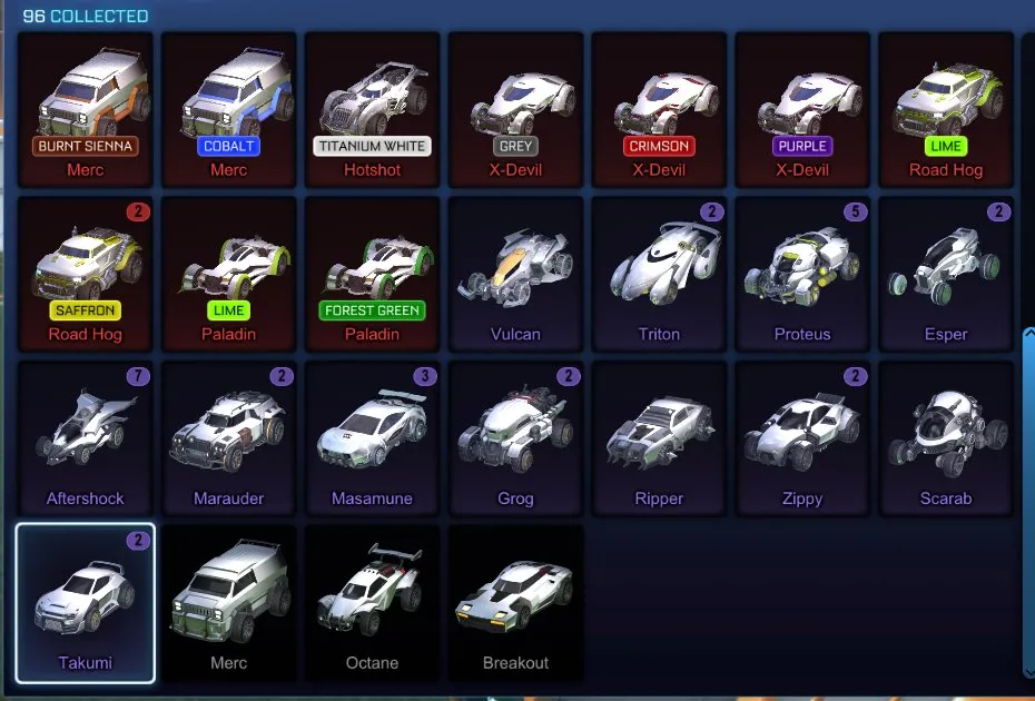 STOCK552 //ACC with Fennec, Dominus, Octane ZSR, Mantis, Endo, 90+ Exotic Chests, Many Painted Bodies and Wheels (K)