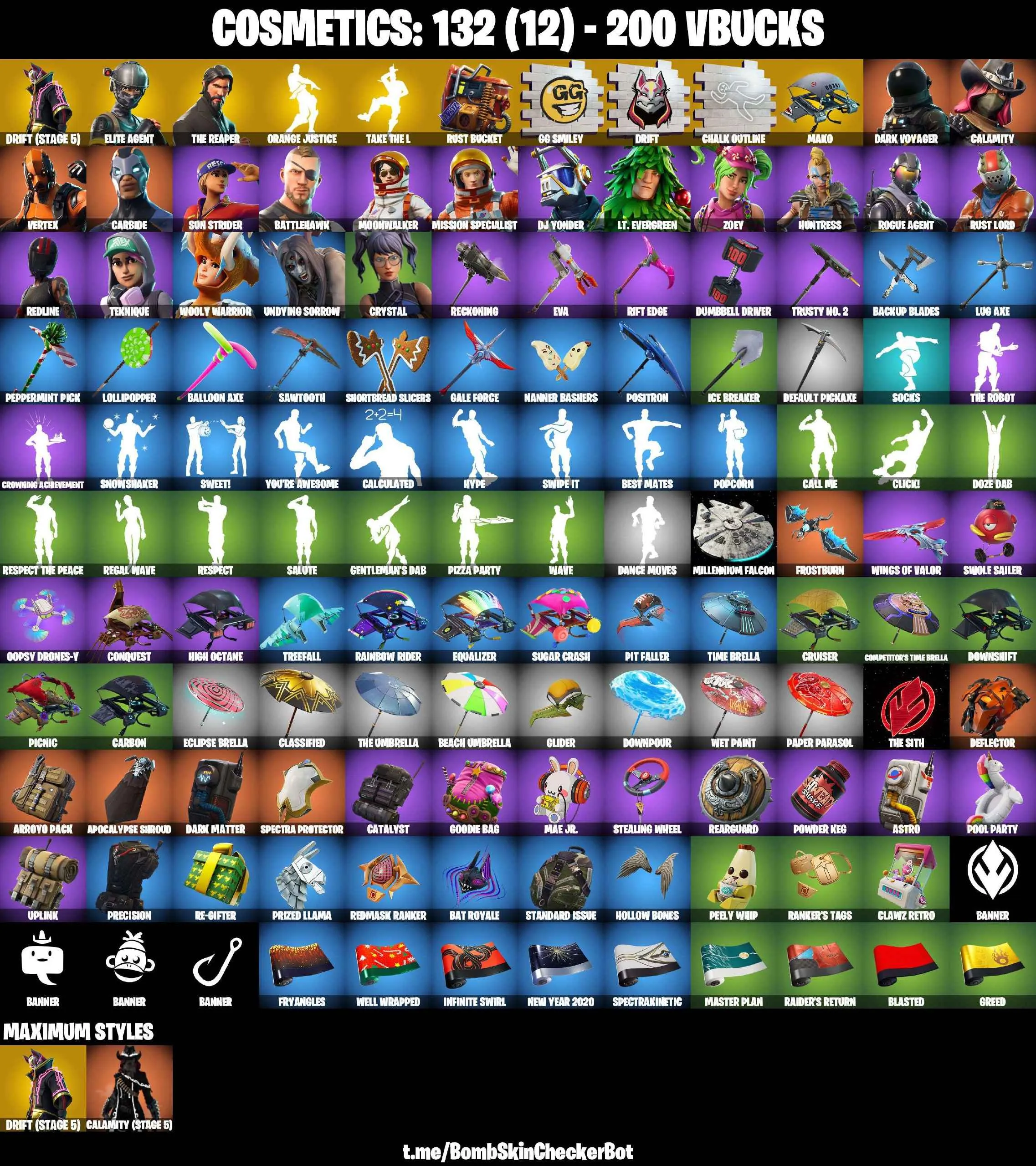 ❤️22 SKINS❤️TAKE THE L❤️MAKO❤️THE REAPER❤️ELITE AGENT❤️ORANGE JUSTICE❤️ZOEY❤️DRIFT(STAGE 5)❤️CALAMITY(STAGE 5)❤️CRYSTAL❤️RUST BUCKET❤️ICE BREAKER❤️PEPPERMINT PICK❤️CAN PLAY ON PSN❤️XBOX❤️PC❤️NINTENDO❤️MOBILE❤️200 VBUCKS❤️FULL EMAIL ACCESS❤️