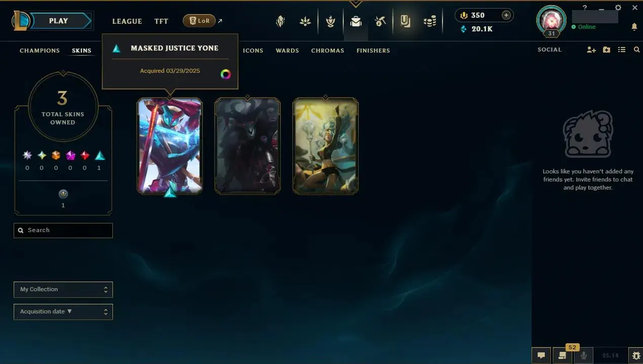 🌍EUW🛡️Masked Justice Yone & More✨WR:86%🔥Max LP Gains ⚡Gold II (44 LP)♾️Lifetime Ownership📧Full Email Access