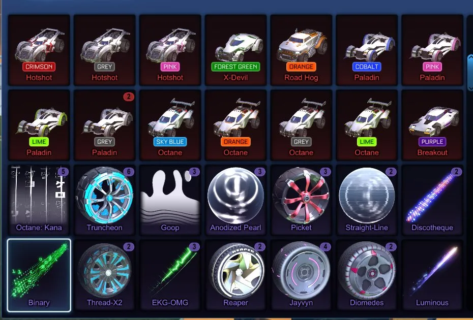 STOCK645 //Title: Fennec, 35+ Black Market Decals, Black Standard Boost, Many Painted Cars & Goal Explosions (K)