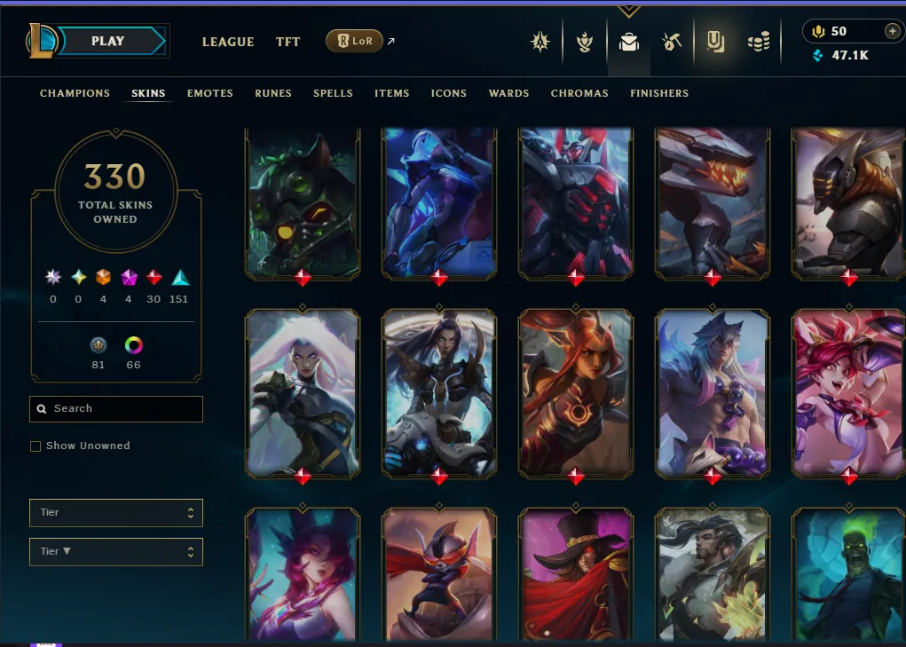👑(EUW) UNRANKED (SUPER HIGH ELO) 🚀330 SKIN
