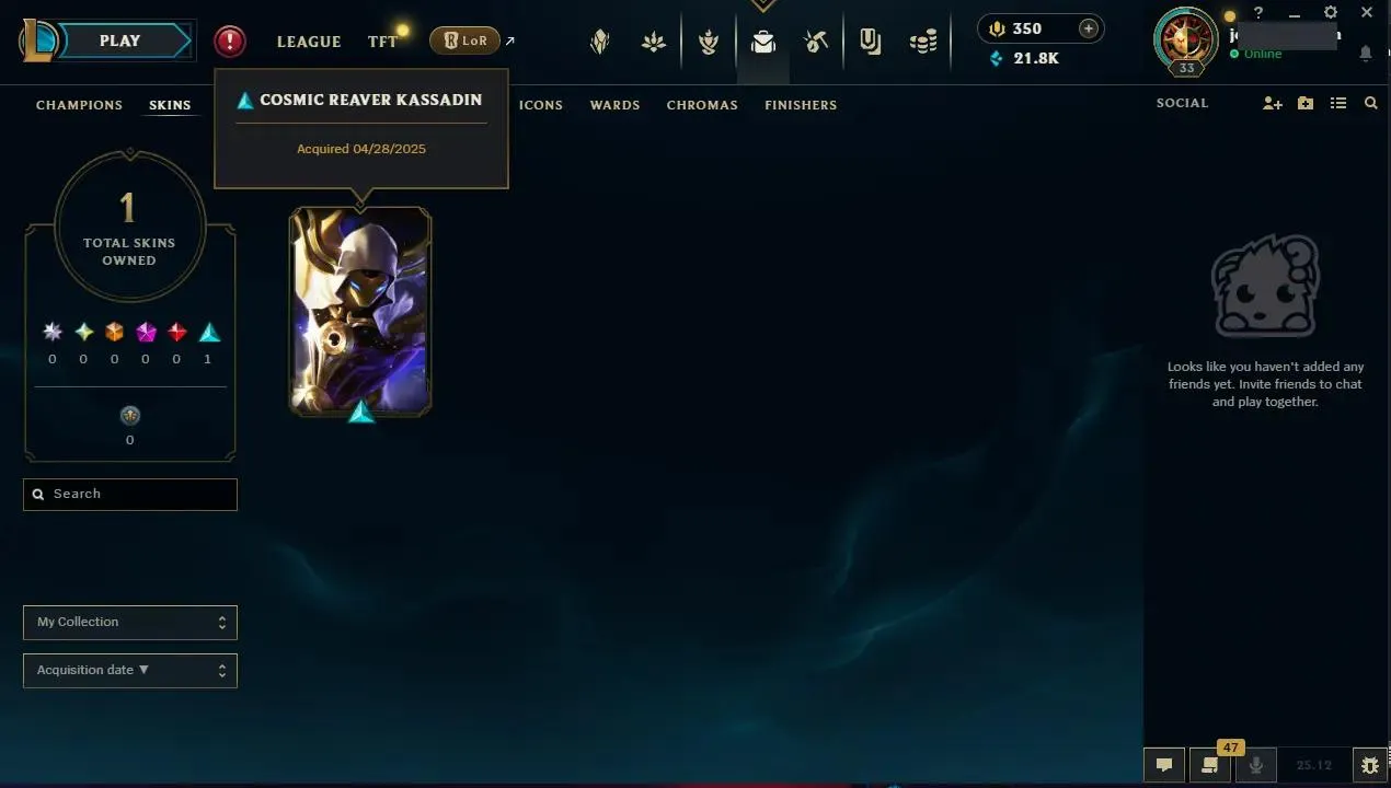 ✨ EUW ➜ S15 ⭐ Hand-made ⚡ Gold III ✨ Cosmic Reaver Kassadin & 350 RP 💰 BE: 21865 ♾️ Lifetime Ownership 📧 Full Email Access 👑 High Quality Riot Account #THEHUB