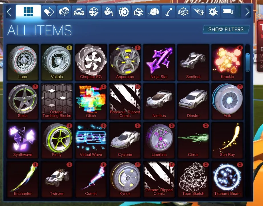 RL852 //Dominus, Endo, 43 Black Market Items, 122 Exotic, 205 Import, Rare Wheels Collection (K)