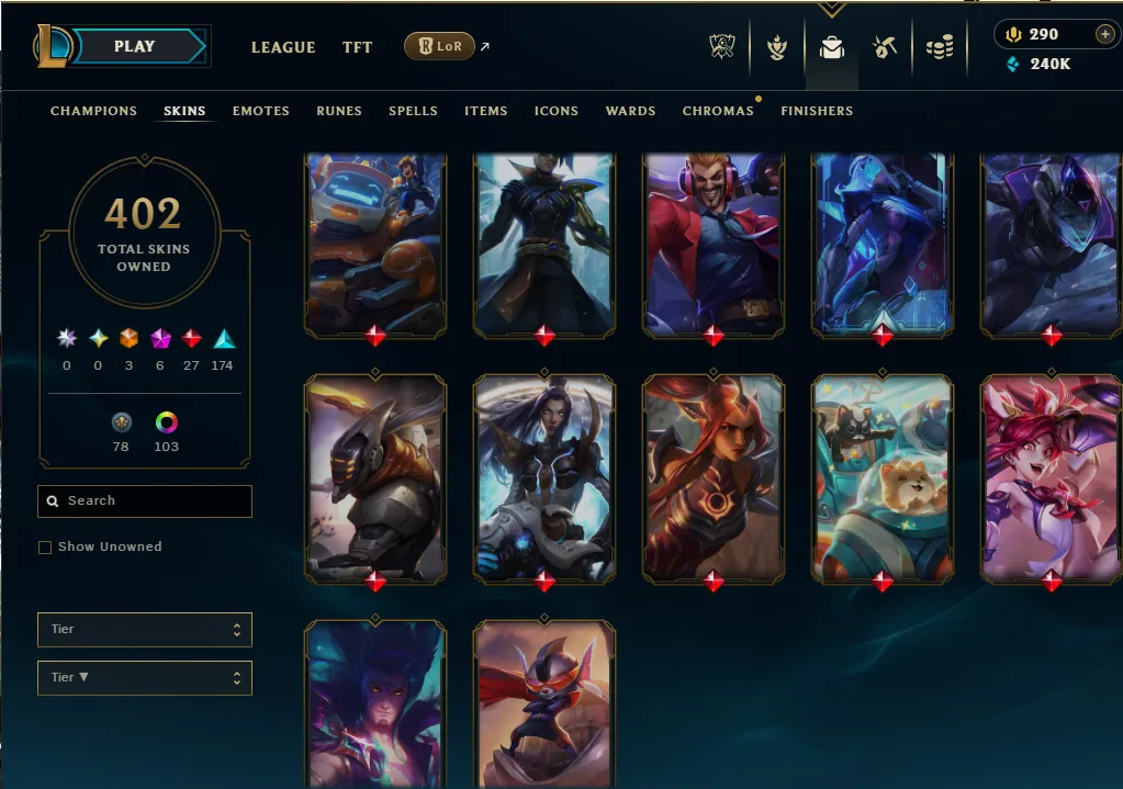 👑(EUW) EMERALD IV ( HIGH ELO ) 🚀402 SKIN