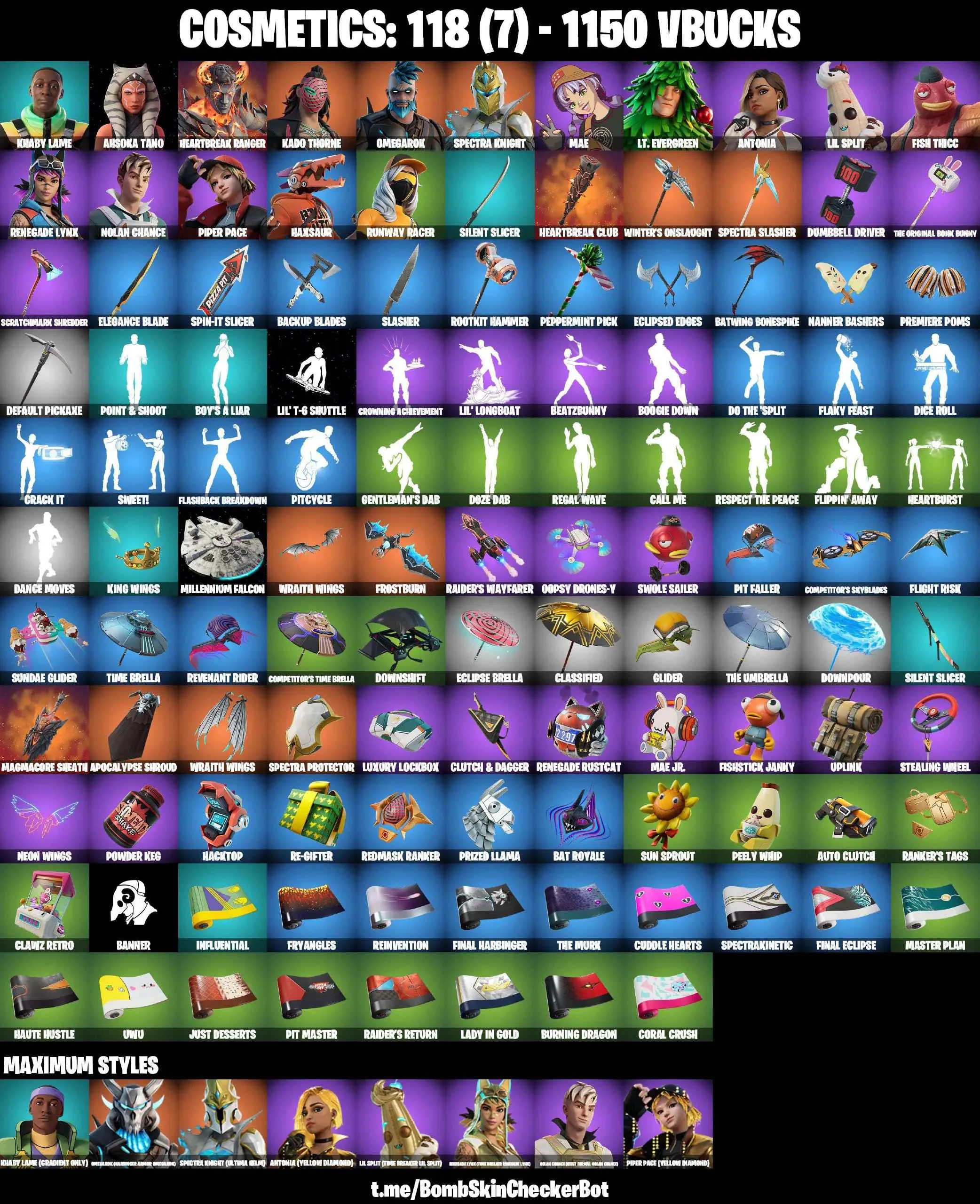 ❤️16 SKINS❤️AHSOKA TANO❤️SPECTRA KNIGHT(MAX)❤️OMEGAROK(MAX)❤️MAE❤️FISH THICC❤️PIPER PACE(MAX)❤️PEPPERMINT PICK❤️PEELY WHIP❤️CAN PLAY ON PSN❤️XBOX❤️PC❤️NINTENDO❤️MOBILE❤️1150 VBUCKS❤️FULL EMAIL ACCESS❤️