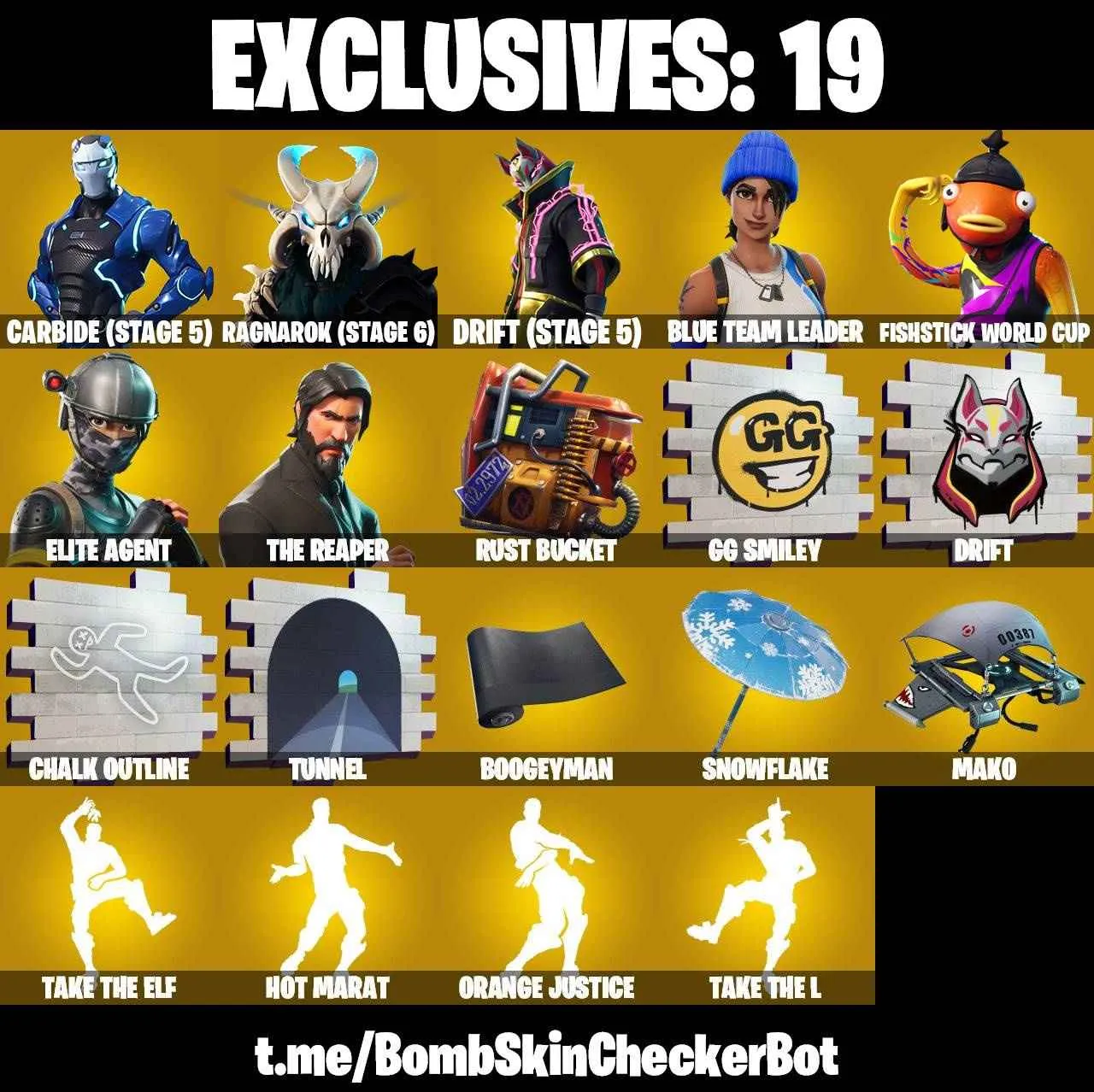 ❤️65 SKINS❤️TAKE THE L❤️MAKO❤️THE REAPER❤️ELITE AGENT❤️FISHSTICK(MAX)❤️OMEGA❤️ORANGE JUSTICE❤️ZOEY❤️ROOK❤️ONESIE❤️DRIFT(STAGE 5)❤️RAGNAROK(STAGE 6)❤️CARBIDE(STAGE 5)❤️PEELY❤️DIRE(MAX)❤️RUST BUCKET❤️SNOWFLAKE❤️PEPPERMINT PICK❤️CAN PLAY ON XBOX❤️PC❤️NINTENDO❤️