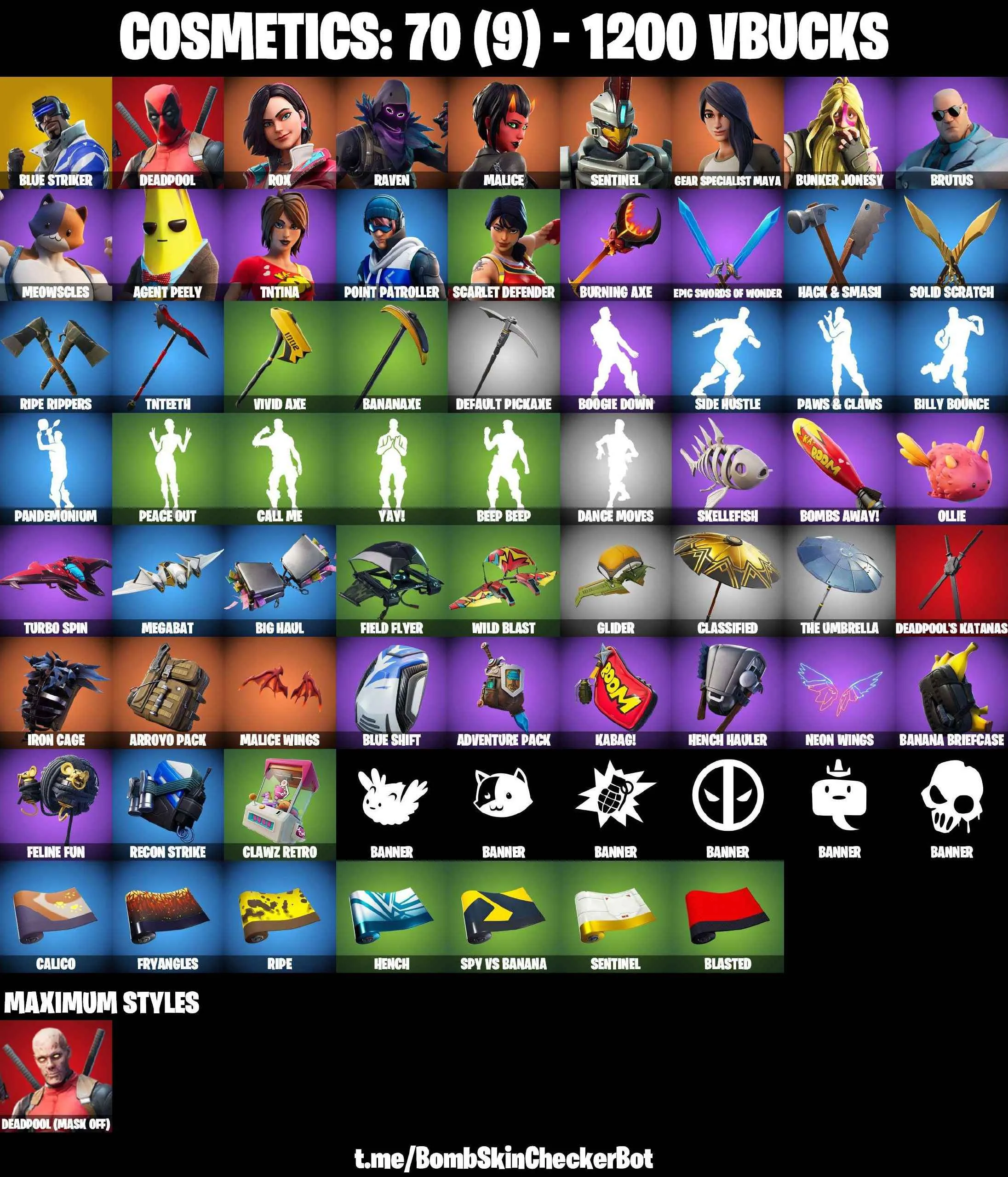 ❤️14 SKINS❤️MAYA❤️AGENT PEELY❤️MALICE❤️TNTINA❤️ROX❤️RAVEN❤️BLUE STRIKER❤️SCARLET DEFENDER❤️CAN PLAY ON PSN❤️XBOX❤️PC❤️NINTENDO❤️MOBILE❤️1200 VBUCKS❤️FULL EMAIL ACCESS❤️