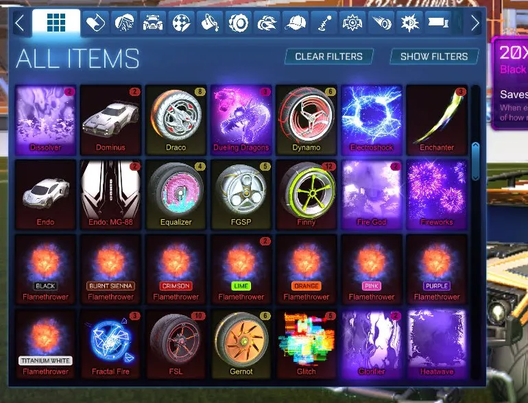 RL785 //TW Octane, Fennec, TW Standart Boost, 50+ BM's Account (K)