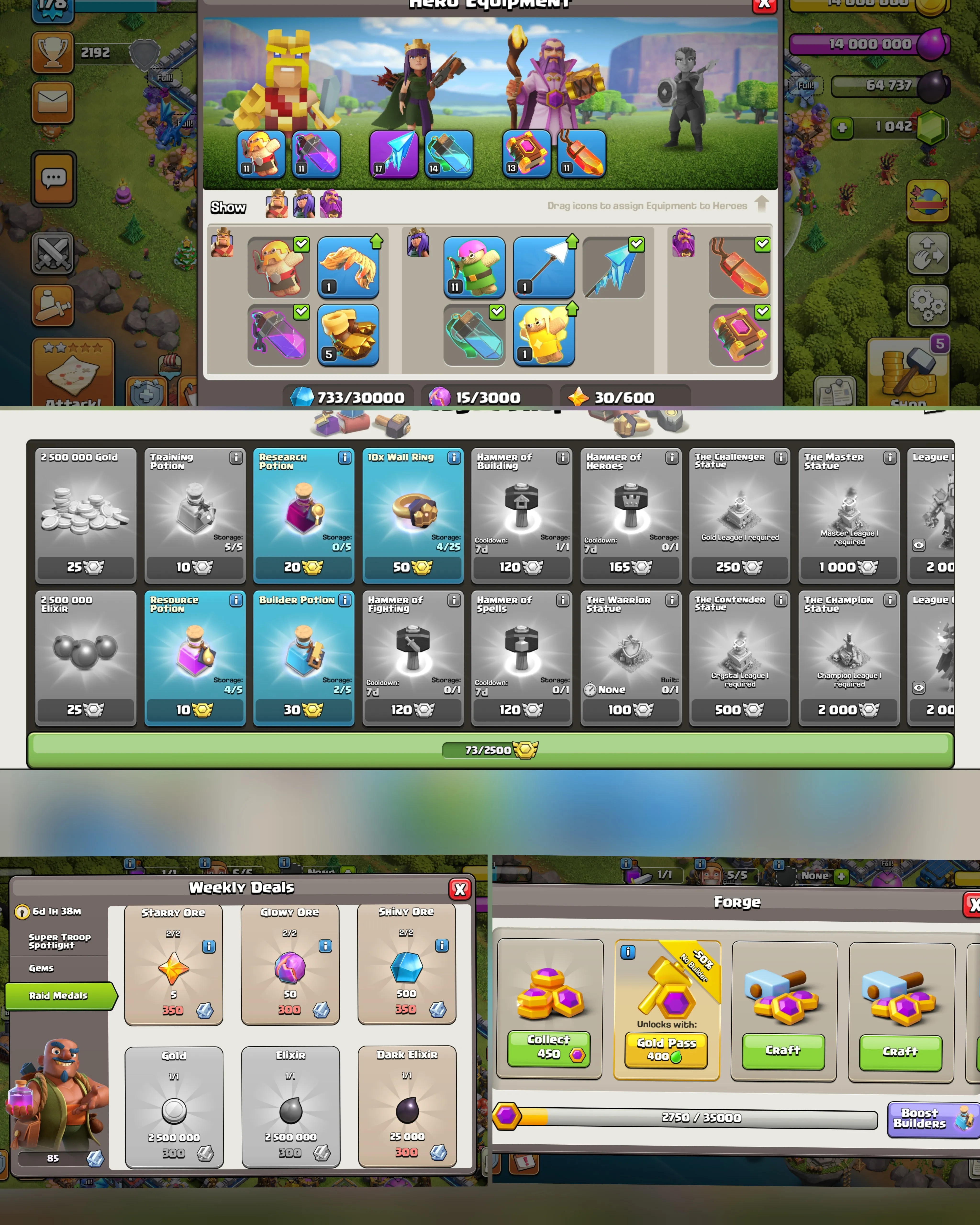 C015 TH12 FULL MAX - XP178 - 1,027 GEMS - CN 1,000 GEMS - BK65 SKIN PIXEL KING - AQ65 FA17 - GW40 - BM12
