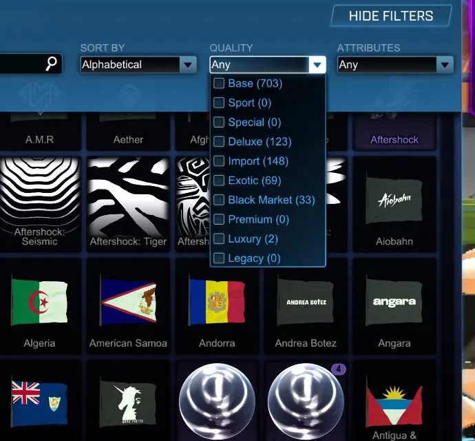 STOCK722 //TW Octane, Fennec, 30 Black Markets, 56 Cars, Many Painted Bodies & Goal Explosions (K)