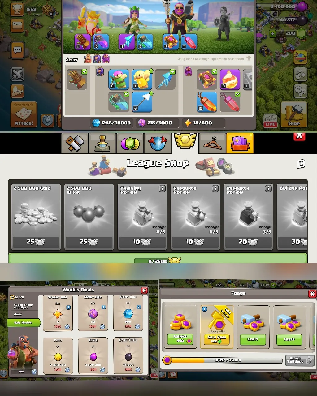 C042 TH12 - XP145 - 186 GEMS - CN 500 GEMS - BK59 SKIN3 GG11 - AQ65 SKIN5 FA18 - GW34 SKIN PARTY WARDEN FB8 - BM18 - BC17